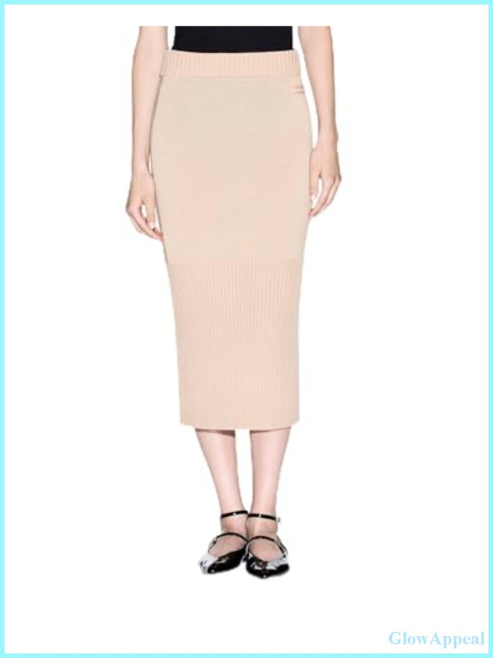 Cozy Knit Midi Skirt Virgin Wool Blend AIX Logo Detail
